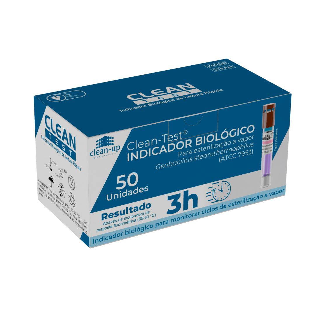 CLEAN-TEST-INDICADOR-BIOLOGICO-50-02 Indicador Biológico CLEAN-TEST 50 unidades - Imagem 1